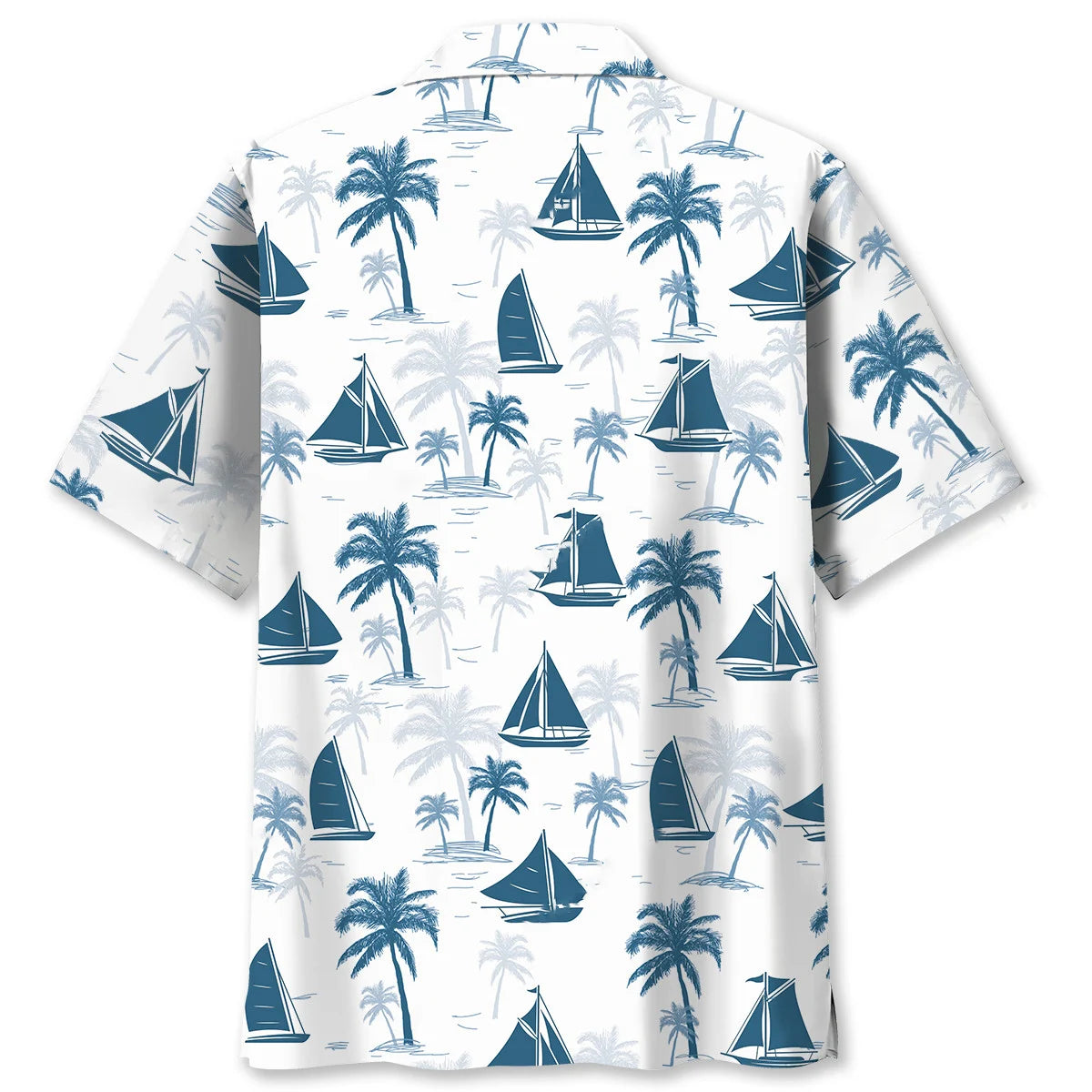 Sailboat Palm Tree Hawaiian Shirt, custom shirt gift for men (view 2)