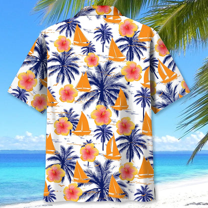 Sailboat Sea Island Tree Hawaiian Shirt, custom shirt gift for men (view 3)