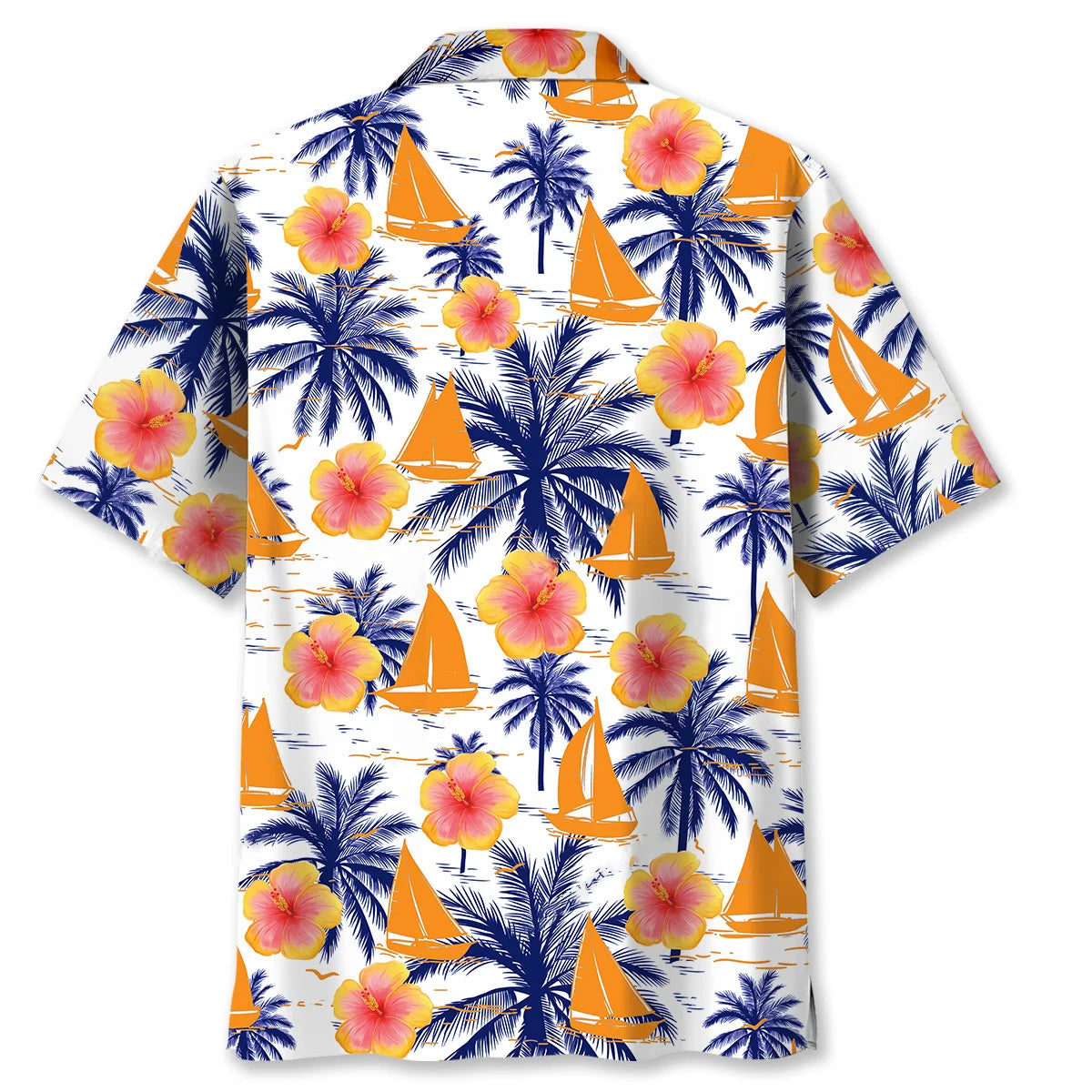 Sailboat Sea Island Tree Hawaiian Shirt, custom shirt gift for men (view 4)