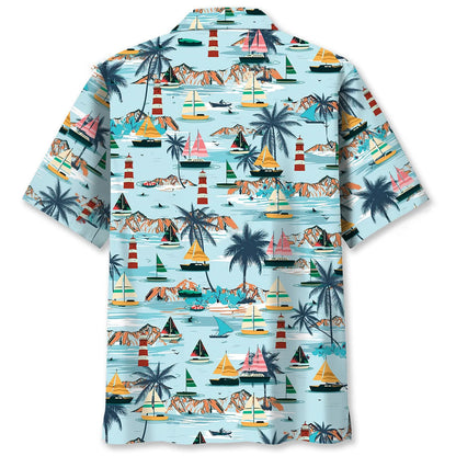 Sailboat Tropical Hawaiian Shirt, custom shirt gift for men (view 2)