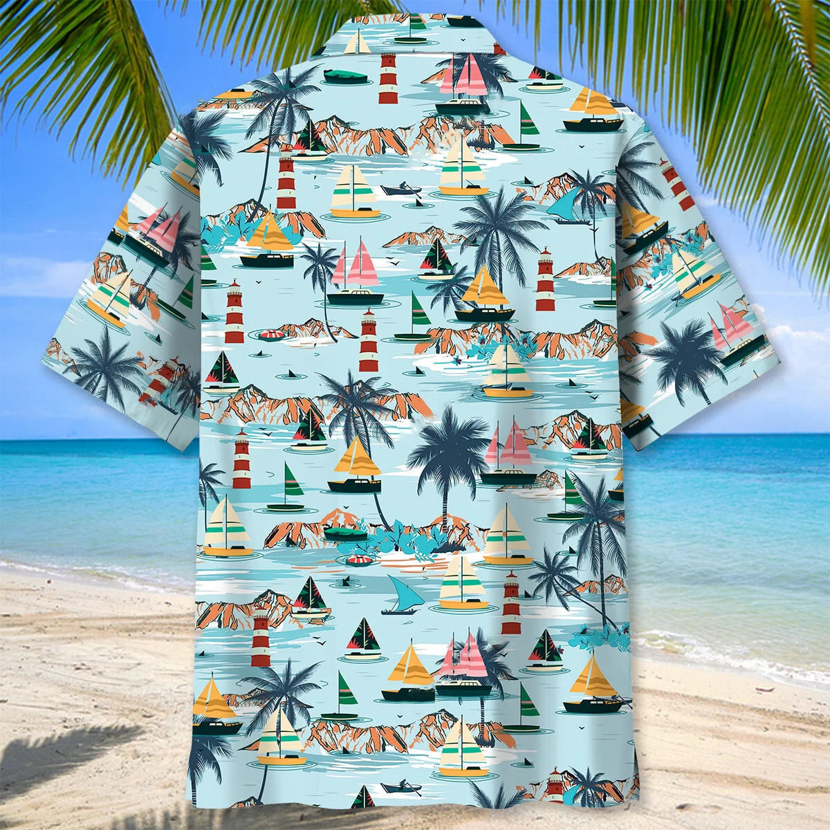 Sailboat Tropical Hawaiian Shirt, custom shirt gift for men (view 3)