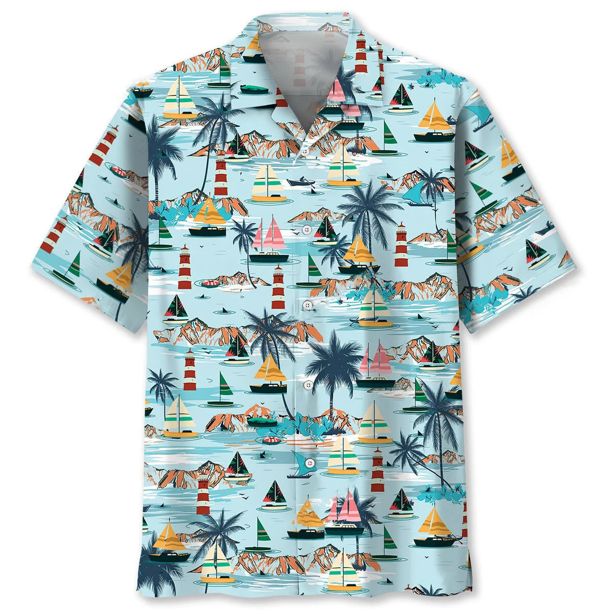 Sailboat Tropical Hawaiian Shirt, custom shirt gift for men (view 4)