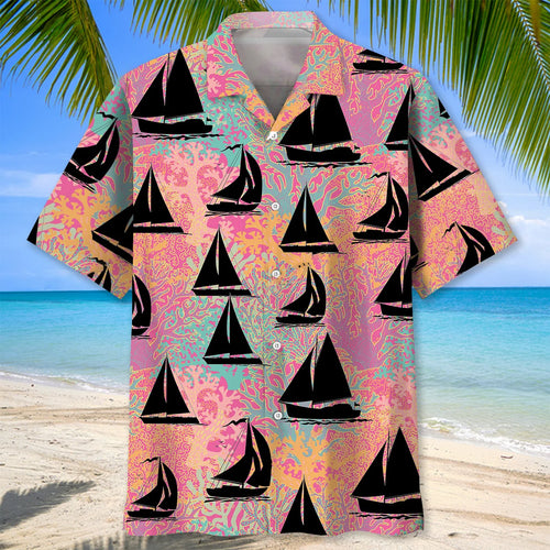 Sailing Pink Hawaiian Shirt, custom shirt gift for men