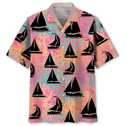Sailing Pink Hawaiian Shirt, custom shirt gift for men (view 2)