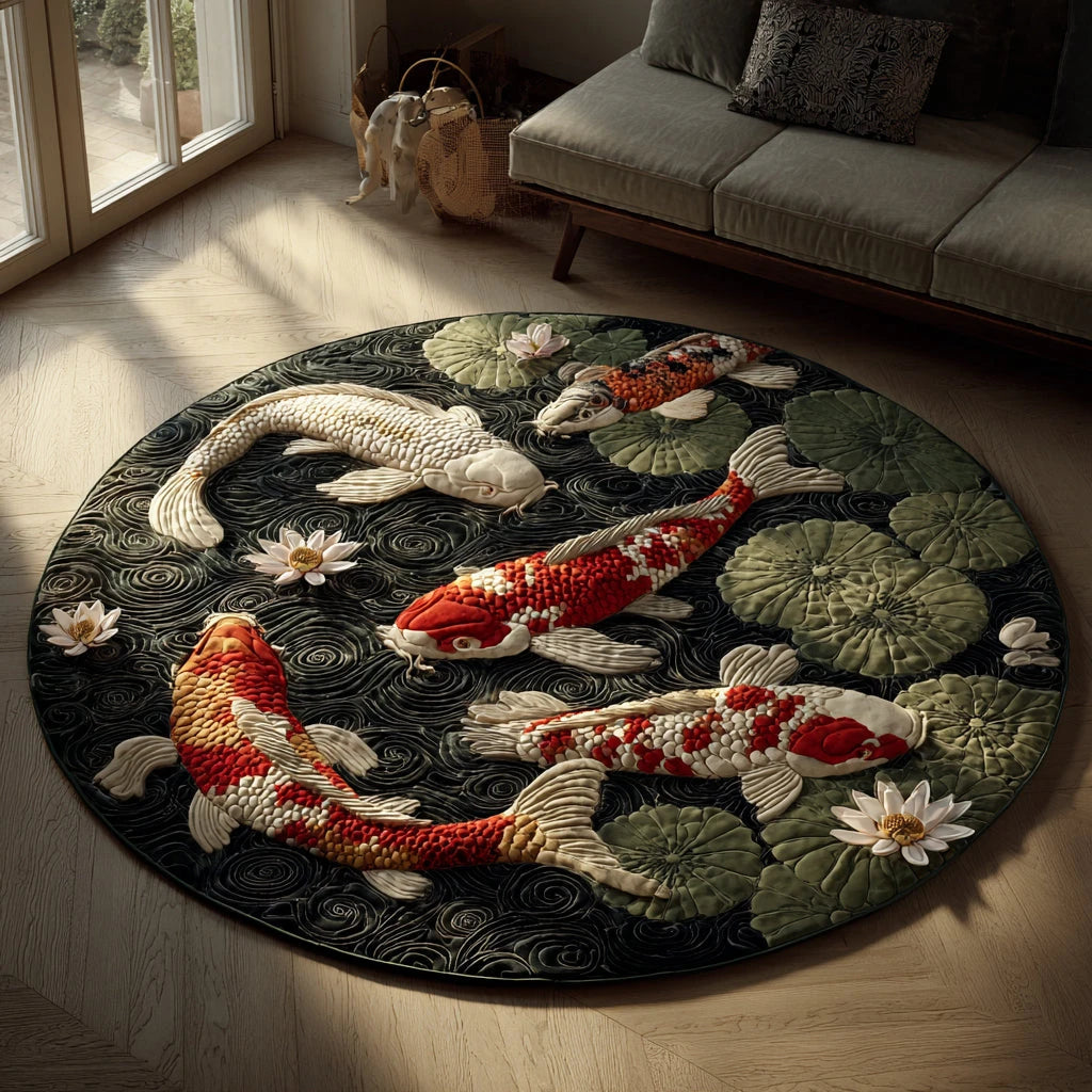 Sakura Koi Stream Quilted Round Mat