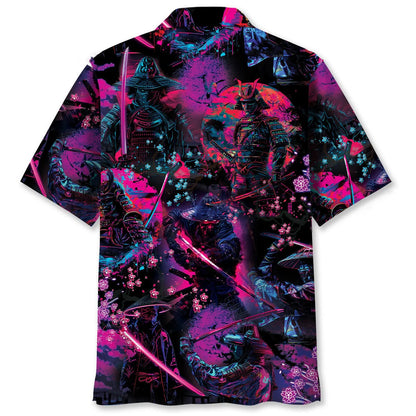 Samurai Neon Art Hawaiian Shirt, custom shirt gift for men