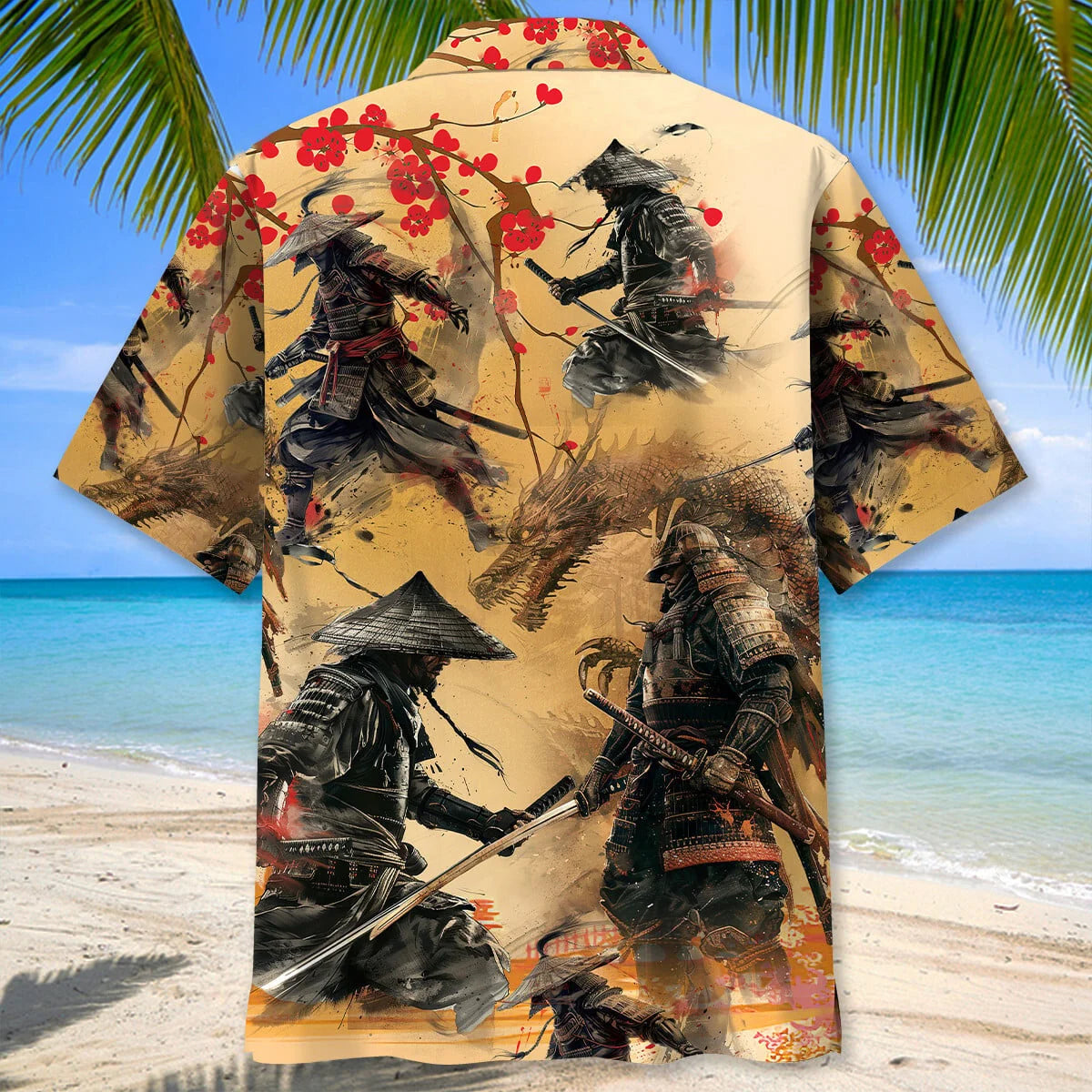 Samurai Under the Moonlight Hawaiian Shirt, custom shirt gift for men