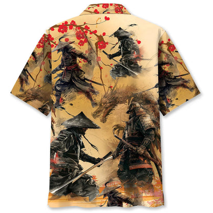 Samurai Under the Moonlight Hawaiian Shirt, custom shirt gift for men (view 2)