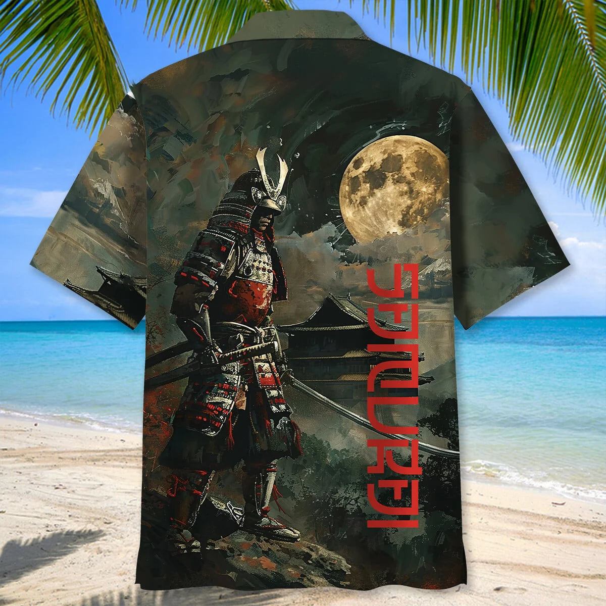 Samurai Warrior Hawaiian Shirt, custom shirt gift for men (view 2)