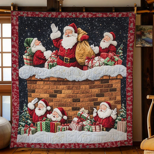 Santa Brick Pop Quilt Blanket