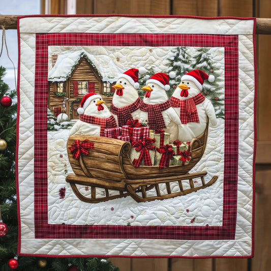 Santa Chicken Express Quilt Blanket