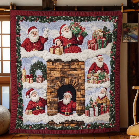 Santa Chimney Joy Quilt Blanket