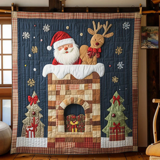 Santa Chimney Surprise Quilt Blanket