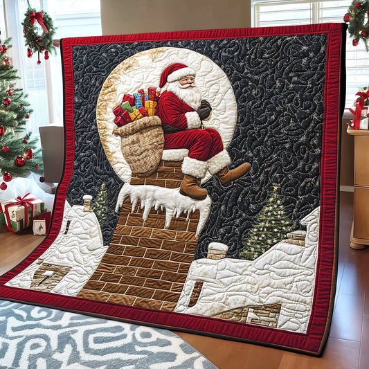 Santa Christmas Presents Quilt Blanket