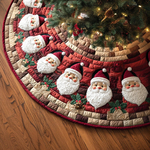 Santa Circle Christmas Quilted Tree Skirt
