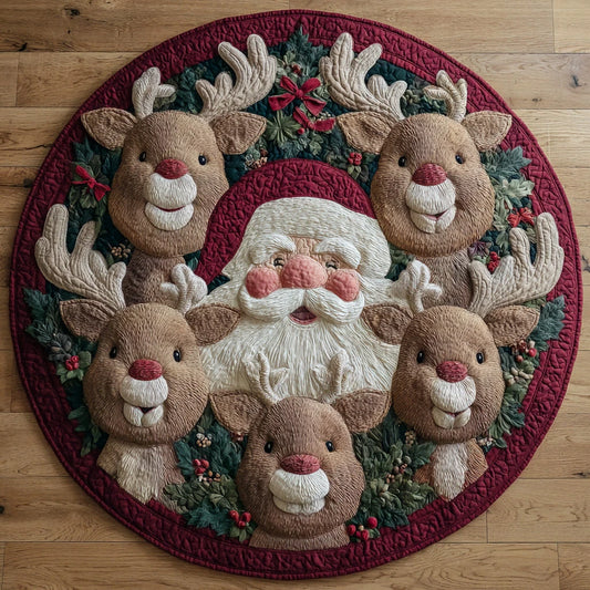 Santa Claus Crew Quilted Round Mat