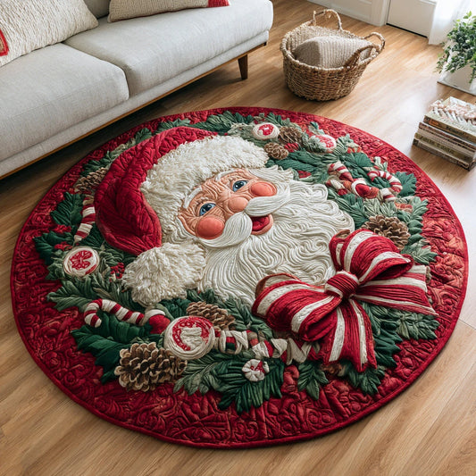 Santa Claus Wreath Quilted Round Mat