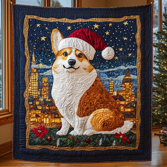 Santa Corgi Quilt Blanket