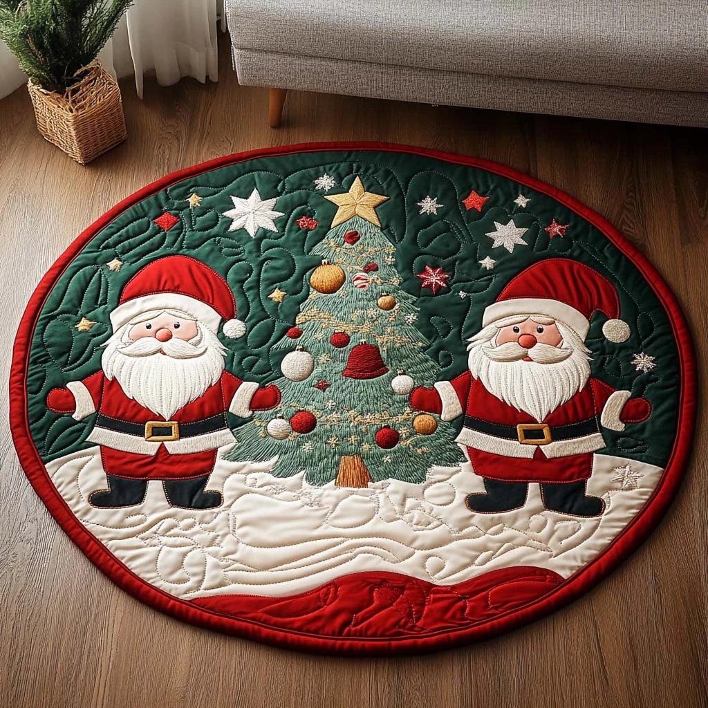 Santa Frolic Quilted Round Mat