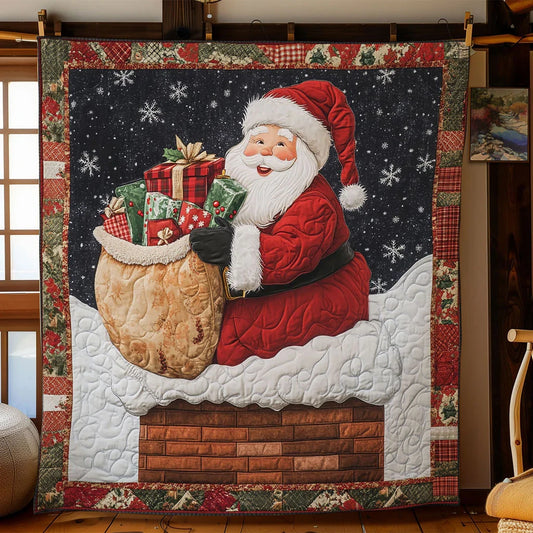 Santa Fun Chimney Quilt Blanket