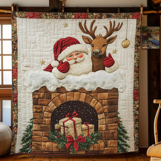 Santa Gift Climb Quilt Blanket