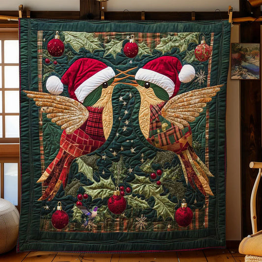 Santa Hummingbird Quilt Blanket