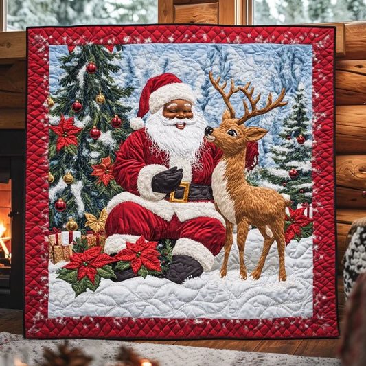 Santa Reindeer Love Quilt Blanket