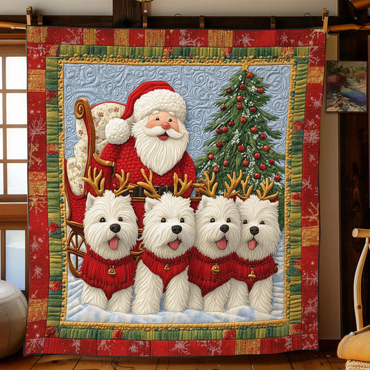 Santa's Frosty Terrier Quilt Blanket
