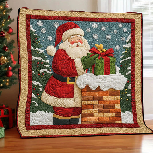 Santa's Gift Delivery Quilt Blanket