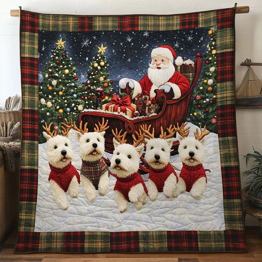 Santa's Little Terrier Quilt Blanket