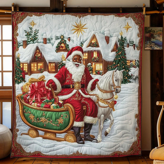 Santa's Sleigh Ride Quilt Blanket