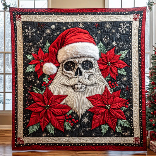 Santa Skull Bloom Quilt Blanket