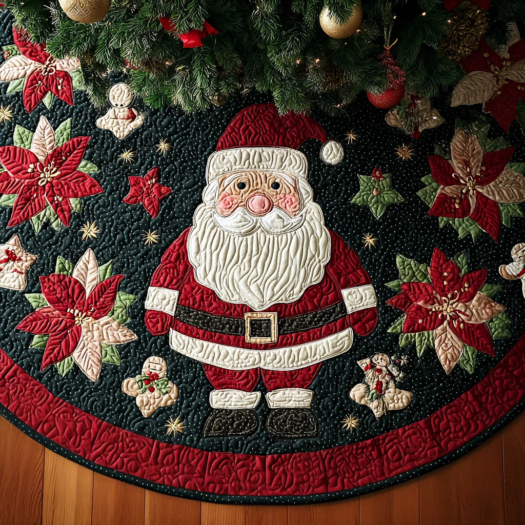 Santa Smile Christmas Quilted Tree Skirt