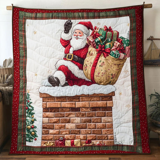 Santa Snowy Chimney Quilt Blanket