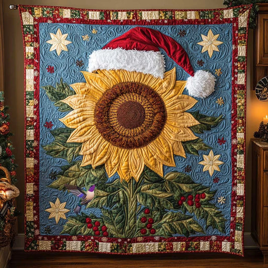 Santa Sunflower Love Quilt Blanket