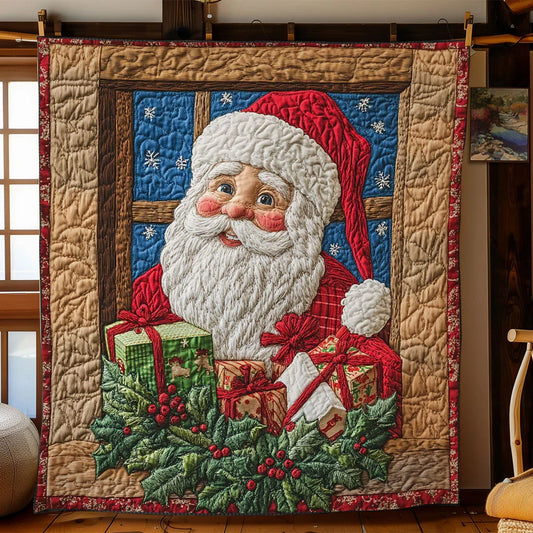 Santa Window Glow Quilt Blanket