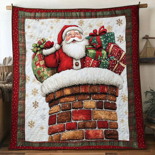 Santa Winter Chimney Quilt Blanket