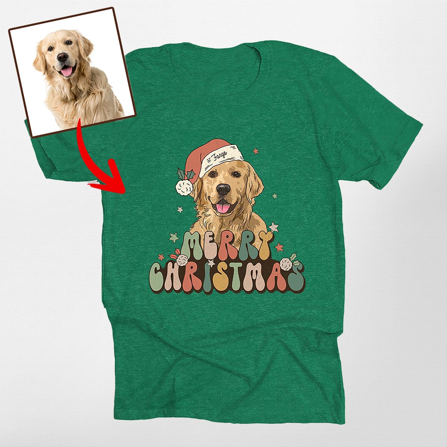 Santa Pet Classic T-Shirt, custom pet portrait gift for pet lovers (view 5)