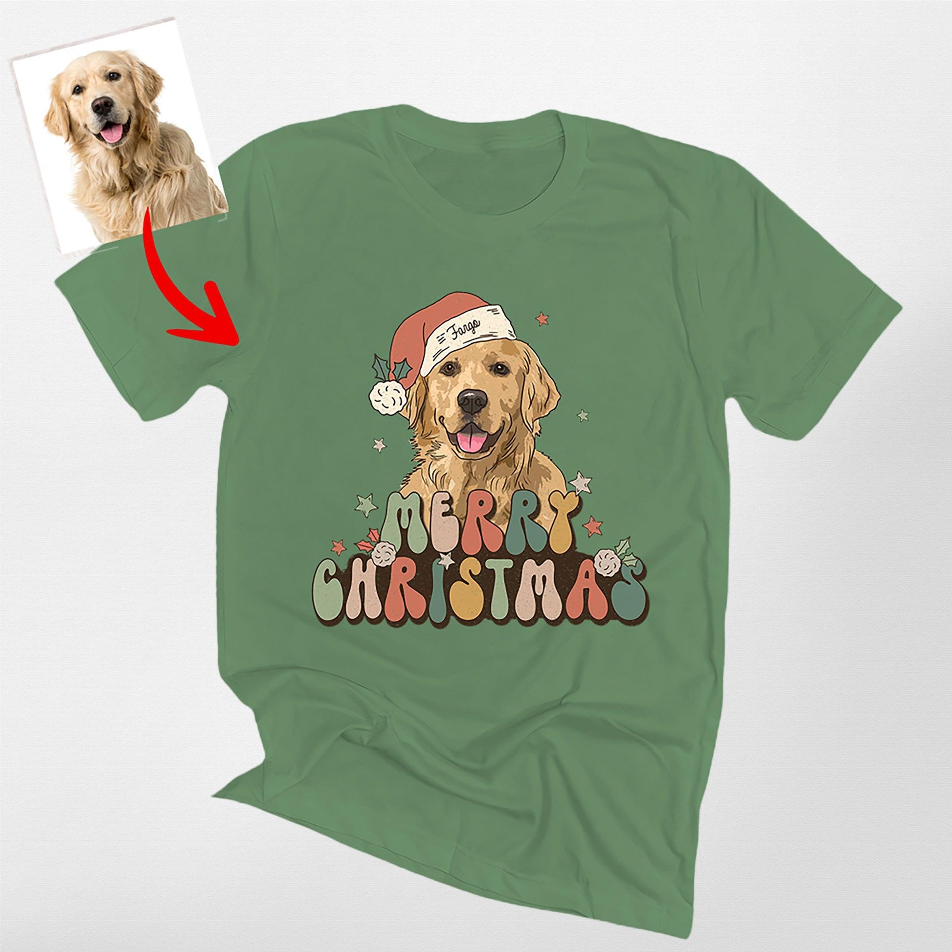 Santa Pet Classic T-Shirt, custom pet portrait gift for pet lovers (view 6)