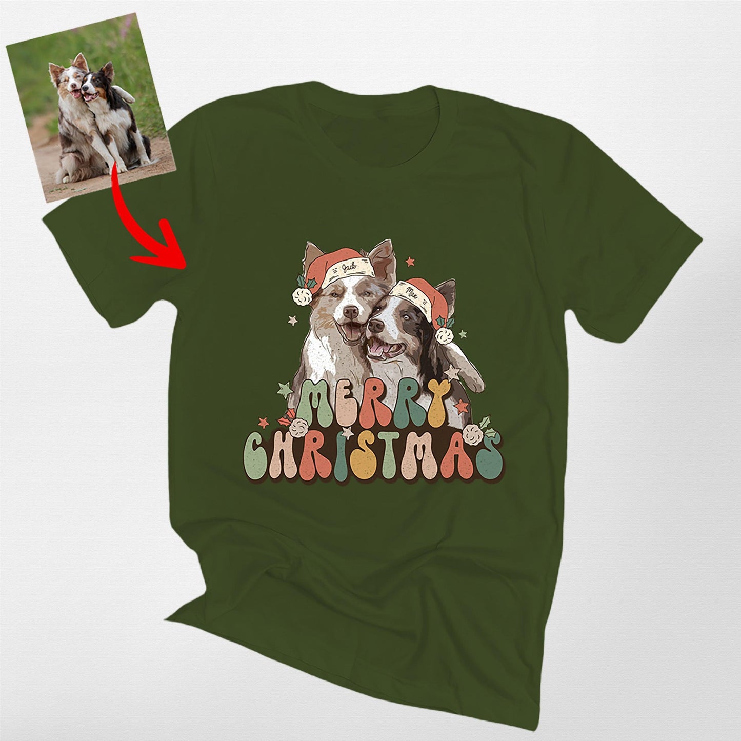 Santa Pet Classic T-Shirt, custom pet portrait gift for pet lovers (view 8)