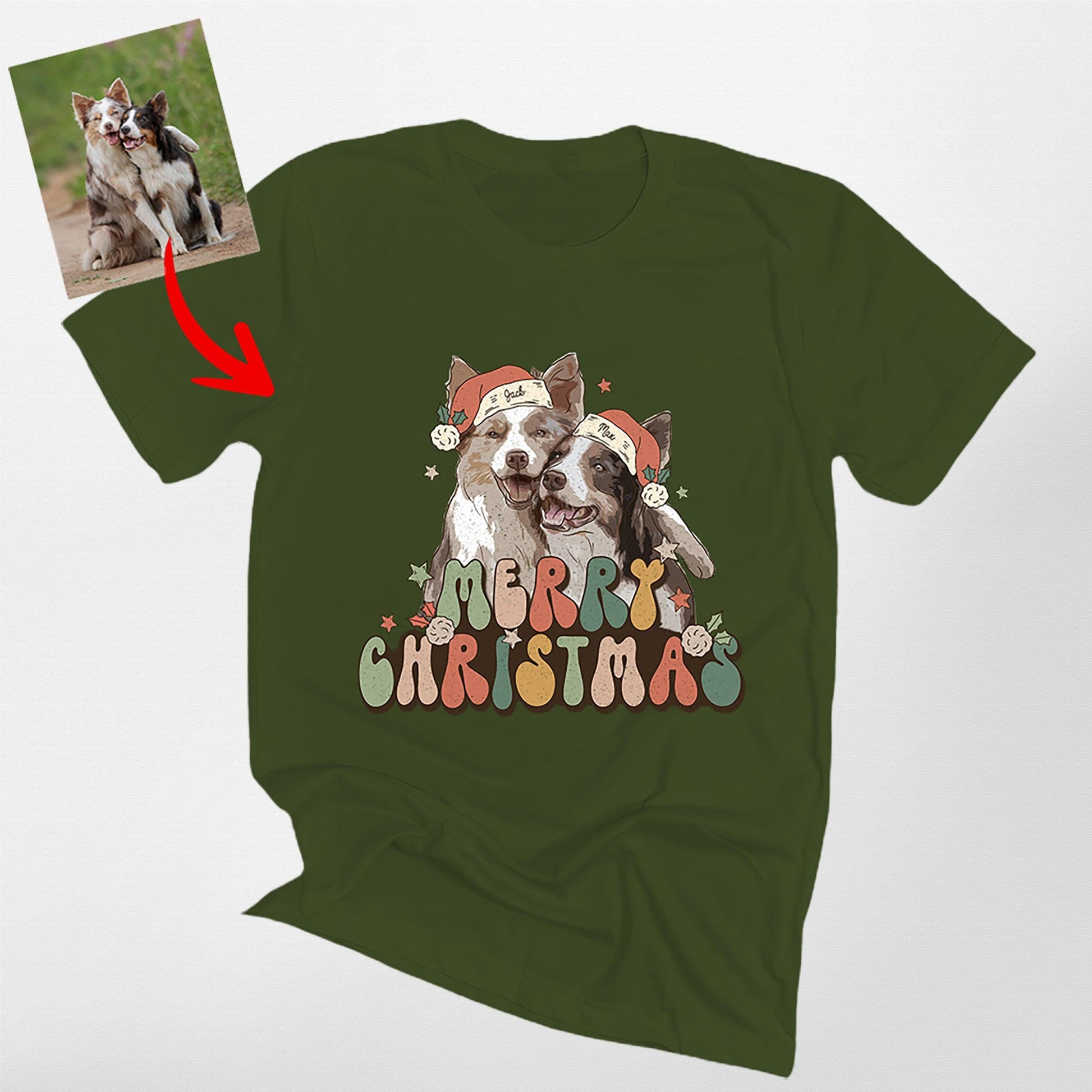 Santa Pet Classic T-Shirt, custom pet portrait gift for pet lovers (view 8)