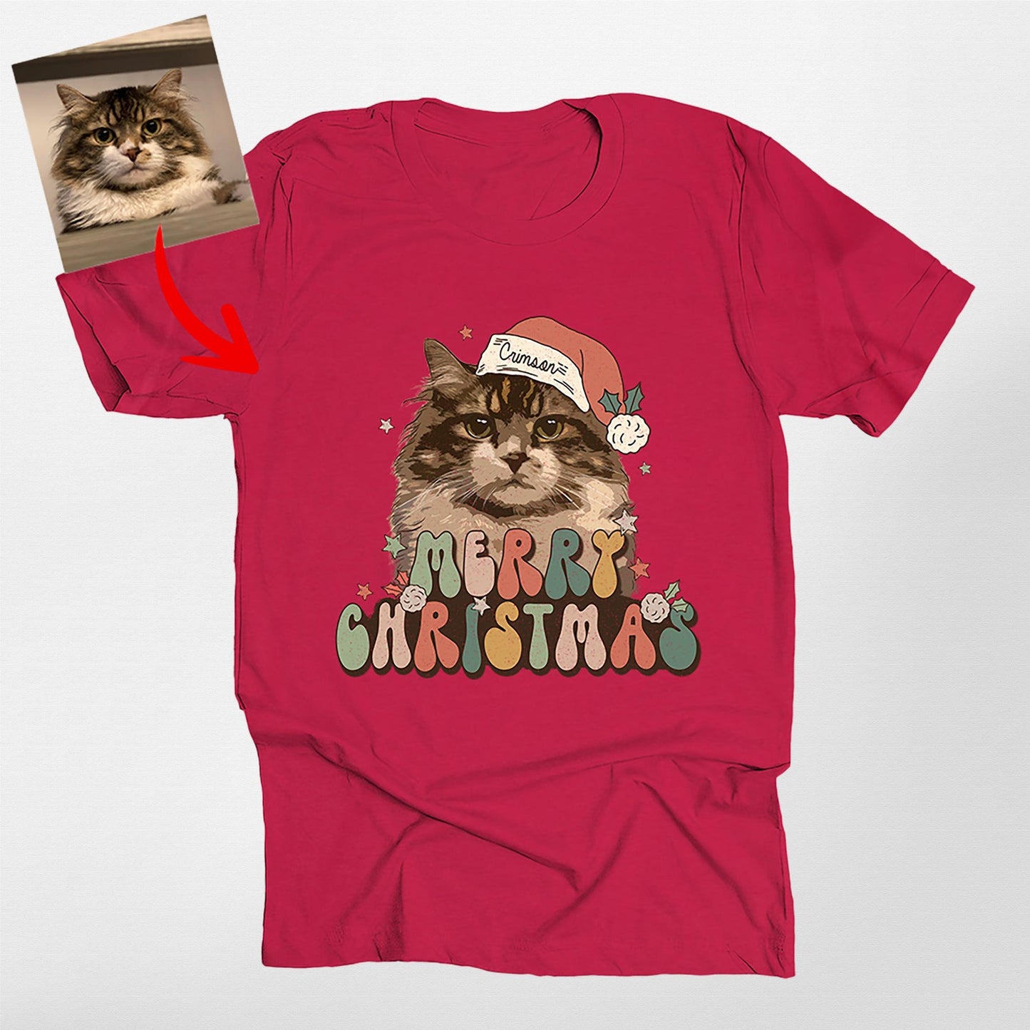 Santa Pet Classic T-Shirt, custom pet portrait gift for pet lovers (view 9)