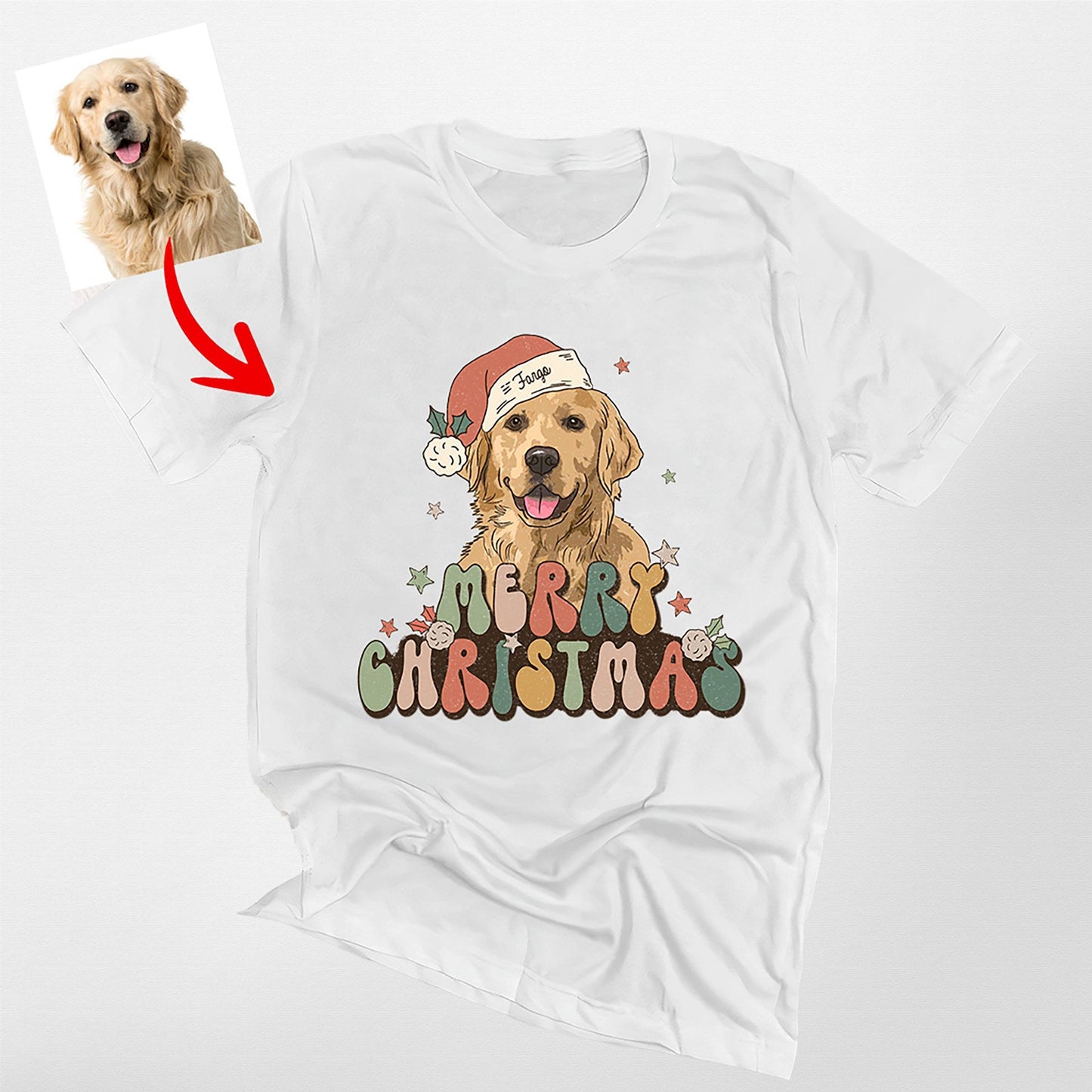 Santa Pet Classic T-Shirt, custom pet portrait gift for pet lovers (view 10)