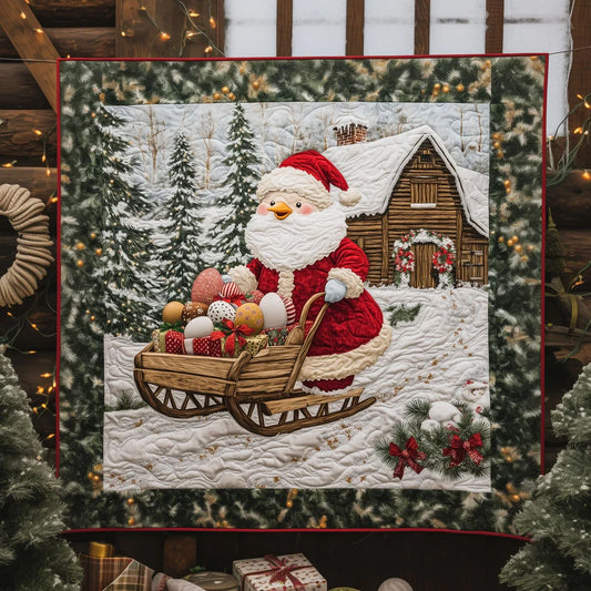 Santa's Egg Delivery Quilt Blanket