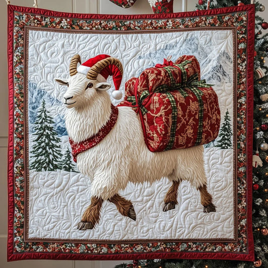 Santa's Little Helper Goat Quilt Blanket