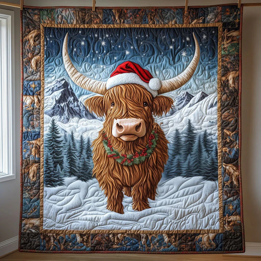 Santa's Scottish Coo Quilt Blanket