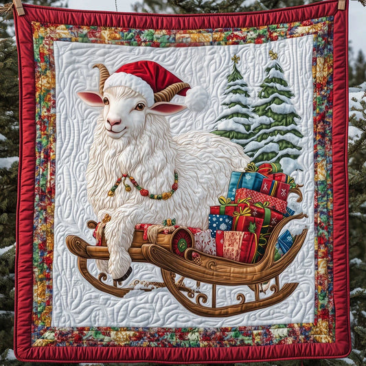 Santa's Sleigh Goat Quilt Blanket