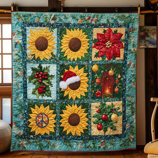 Santa's Sunflower Patch Quilt Blanket