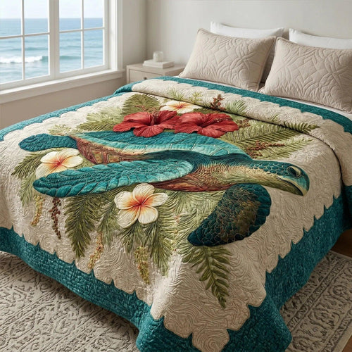 Sapphire Current Quilt Blanket - Quilted Blanket by OtterMia