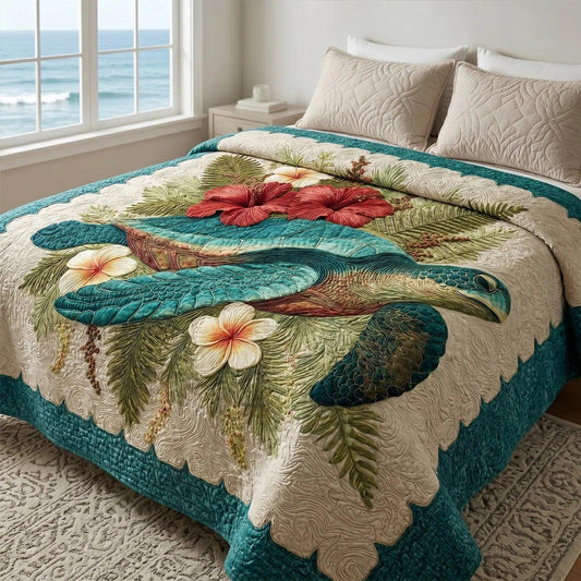 Sapphire Current Quilt Blanket - Quilted Blanket by OtterMia